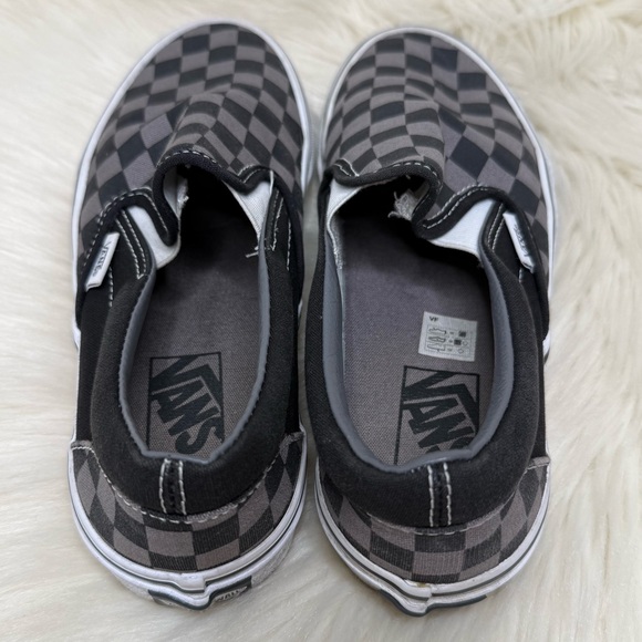 Vans Unisex Classic Checkerboard Black and Pewter Grey Slip-On Sneakers - Picture 10 of 14